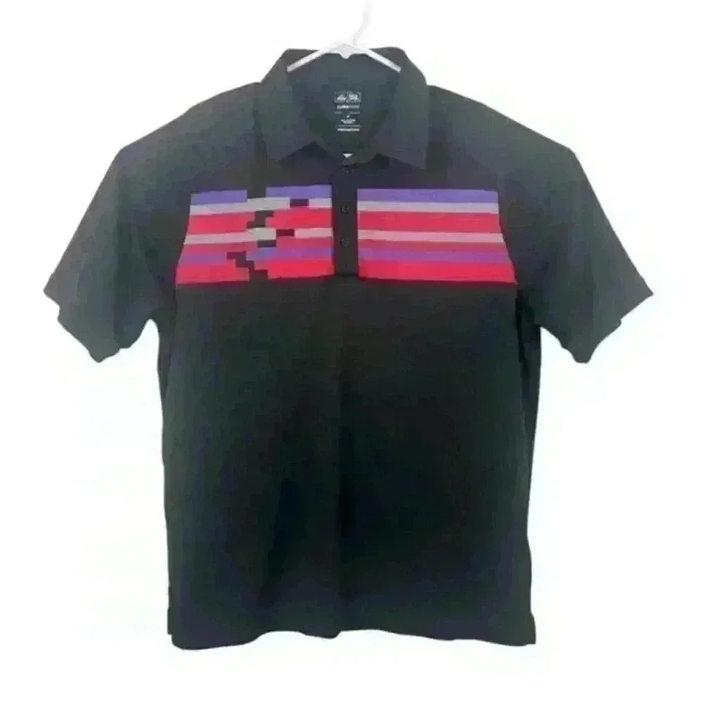 Adidas Mens Medium ClimaCool Spell Out Geometric‎ Collared Golfing Polo Shirt